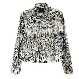 Carlisle black, beige animal, print zip jacket plus size 16